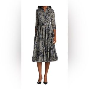 Samantha Sung Gray Safari Patterned Dress, Size 10